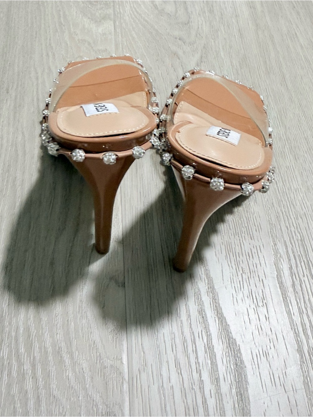 Steve Madden Nude Clear Rhinestone-Trim Slide Heels - Picture 4 of 5